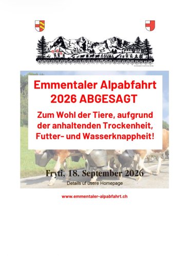 Emmentaler Alpabfahrt 2026 abgesagt